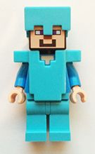 LEGO Minifigure-Steve with Azure Helmet and Armour-Minecraft-MIN015-ACC1-Creative Brick Builders